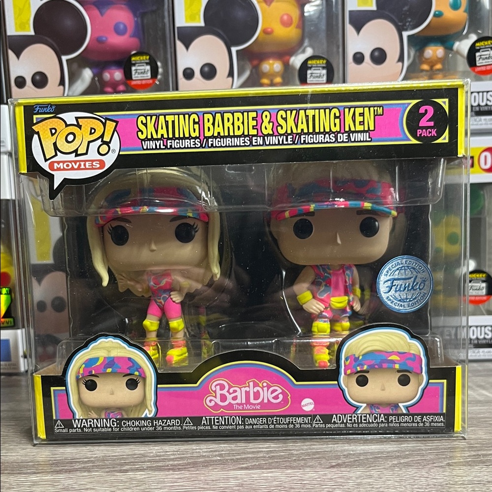 Funko Pop Barbie & Ken Skating Duo in Pink and Yellow